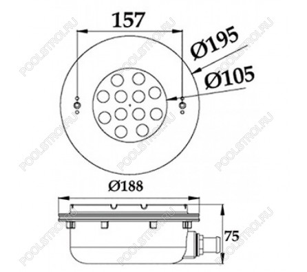 Светильник N606V. LED. RGB 2 пр.. встраиваемый. пленка. AISI-316. 12Вт. 12В AC